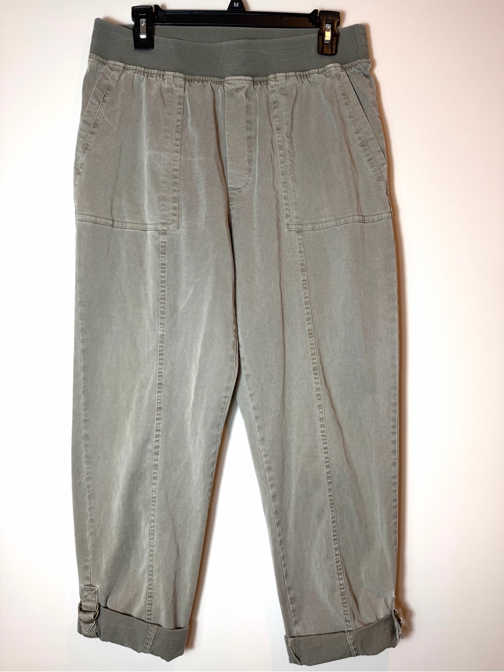 Soft Surroundings Medina Cropped Utility Pants Olive Green Mesium